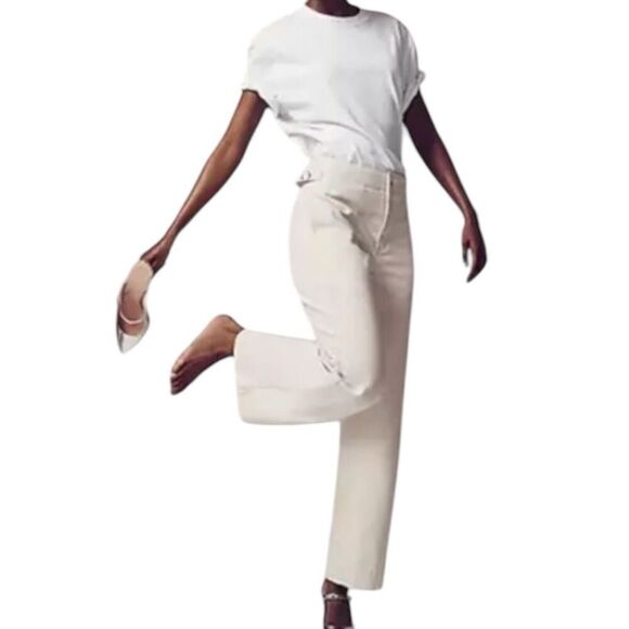 J Crew Jeans Womens 29 Cream Point Sur Side Tab Trouser Ecru Wash BY093 Wide Leg - Picture 11 of 16